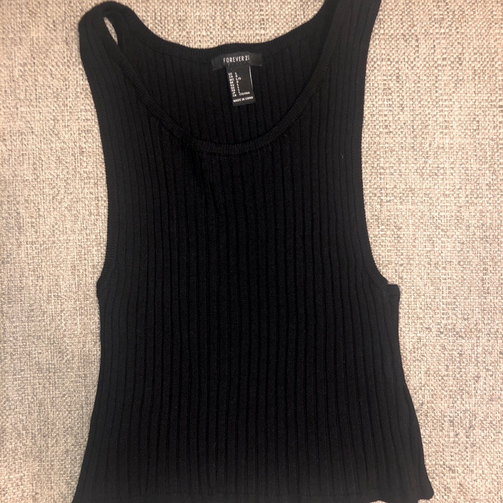Forever 21 Black ribbed racer back crop